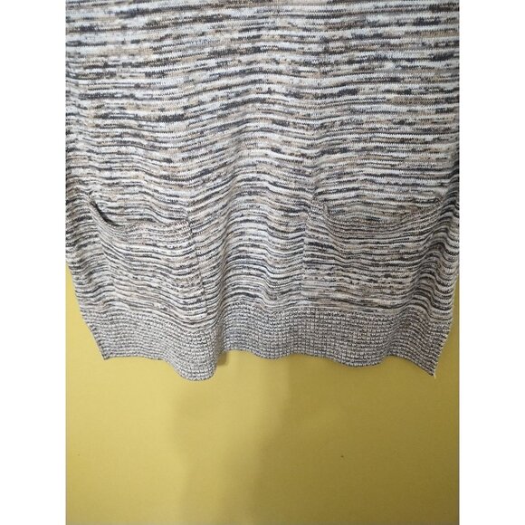 Eight Eight Eight Button Embellish Cowl Neck Striped Cotton Knit Sweater M Boho - Picture 2 of 7